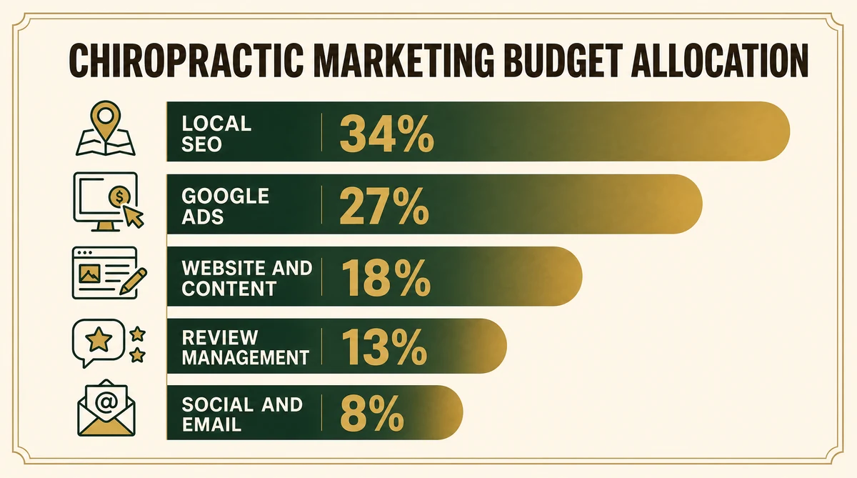 Chiropractic Google Ads budget allocation breakdown by campaign type