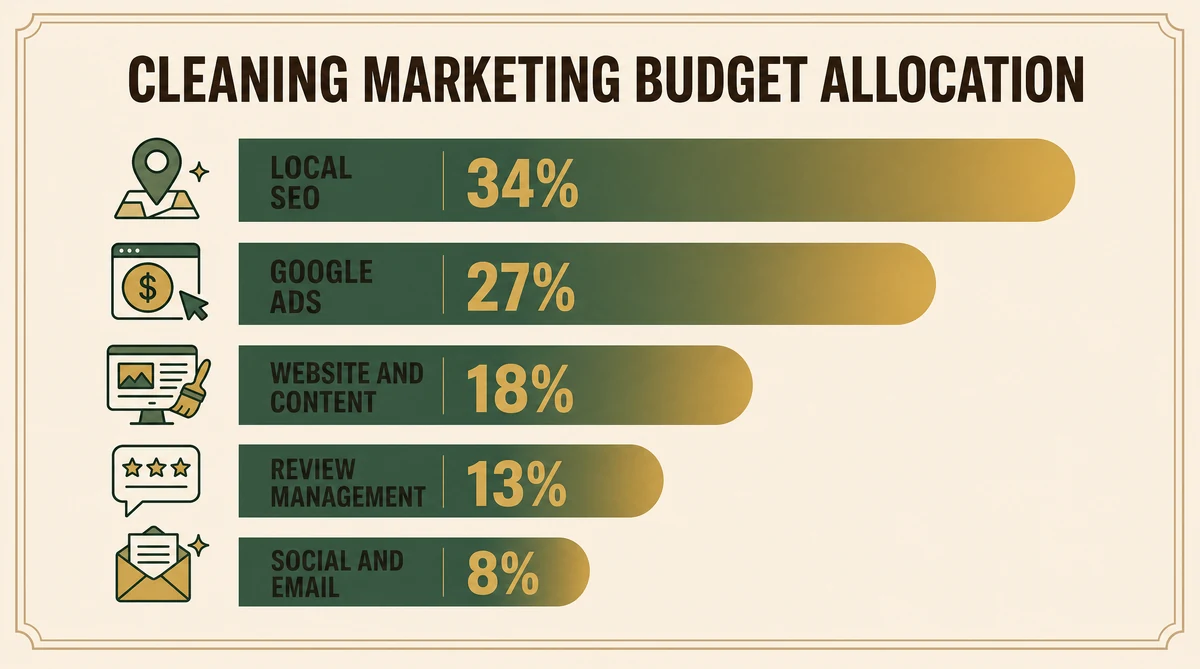 Cleaning service marketing budget allocation breakdown by campaign type