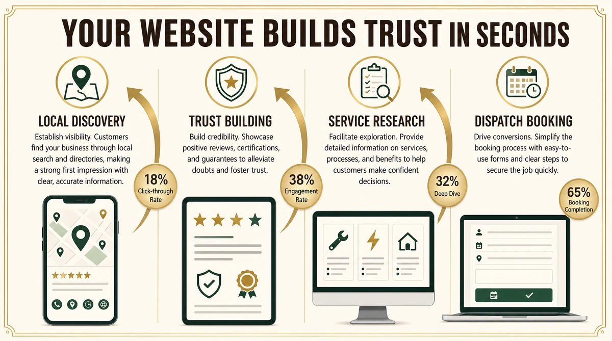Electrician website conversion path - from landing to booked service