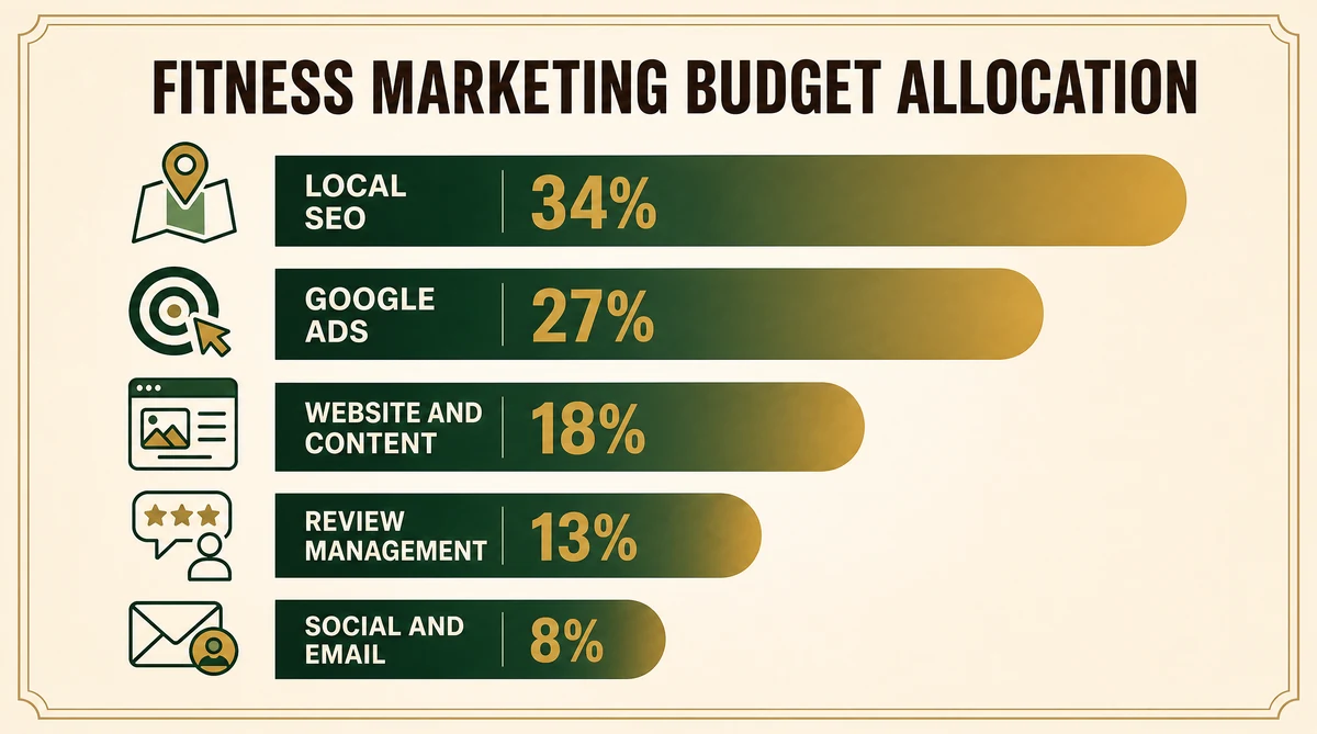 Gym marketing budget allocation breakdown by channel
