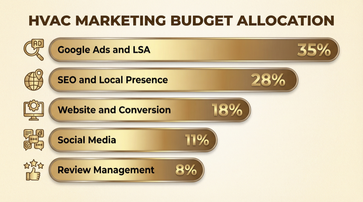 HVAC Google Ads budget allocation breakdown