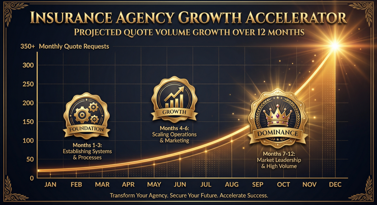 Insurance agency quote volume growth chart over 12 months