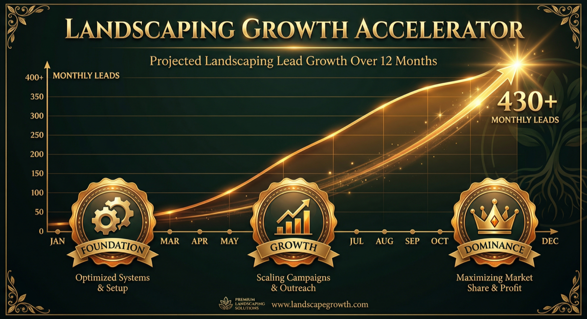 Landscaping lead growth chart over 12 months