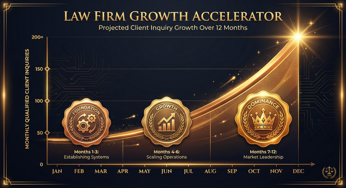 Law firm client inquiry growth chart over 12 months