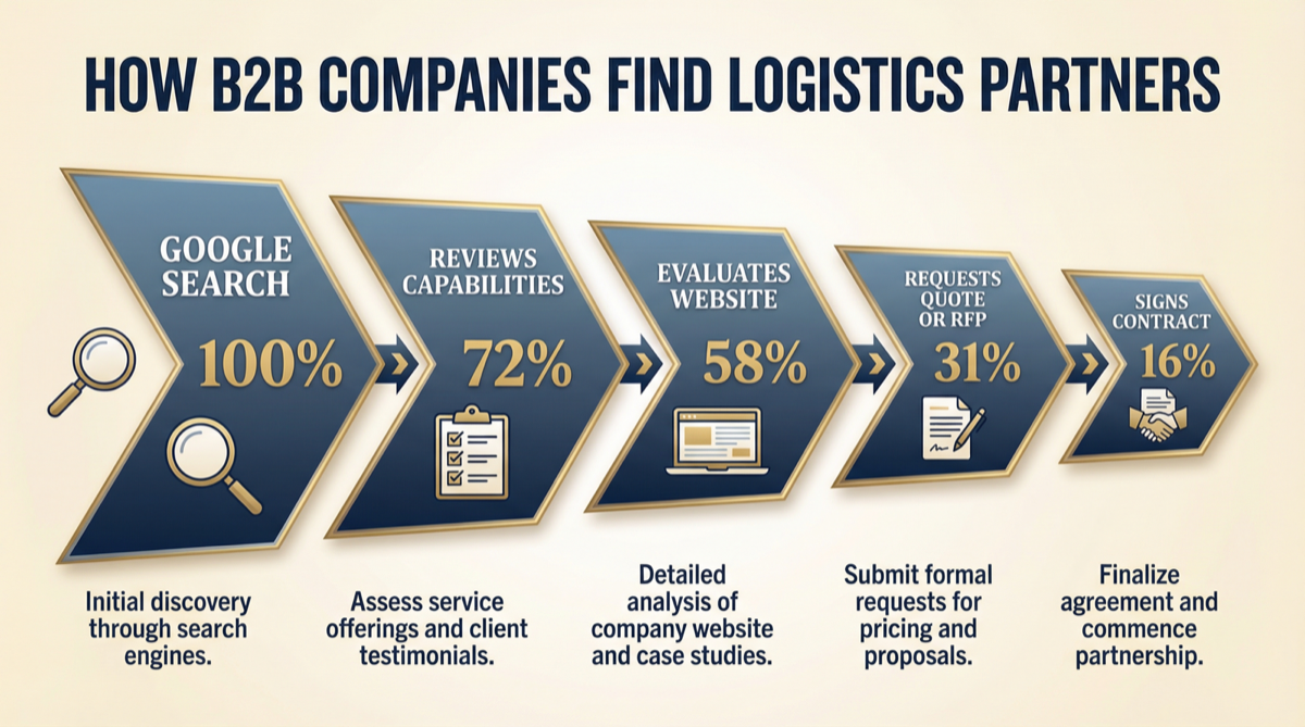 How B2B companies find logistics partners funnel
