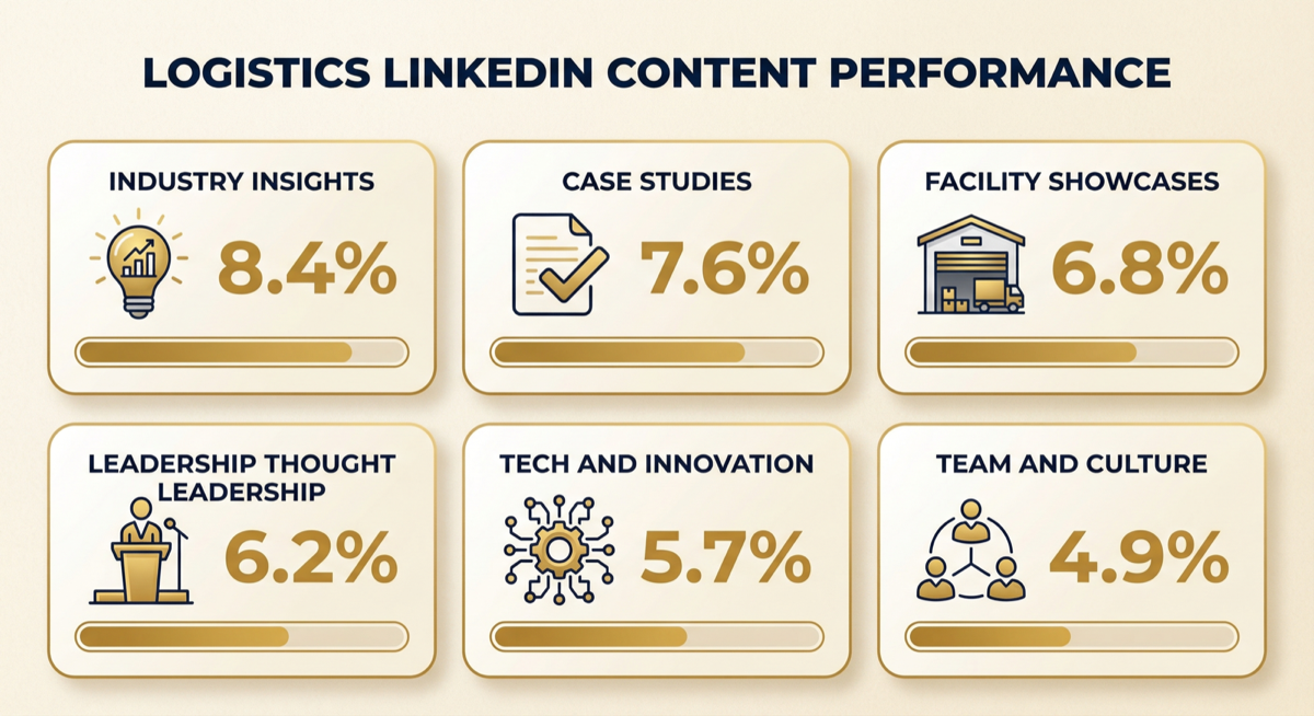 Logistics LinkedIn content performance by type