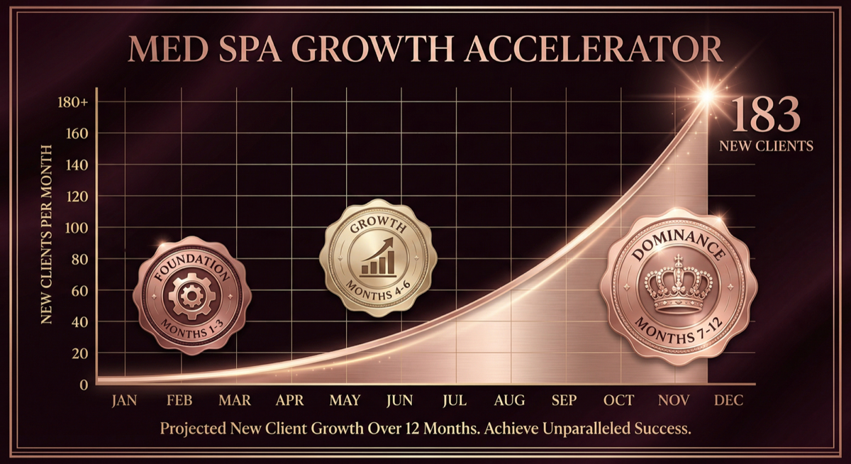 Med spa new client growth chart over 12 months