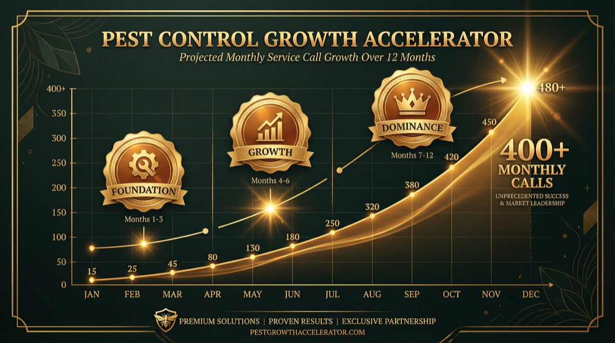 Pest control service call growth chart over 12 months