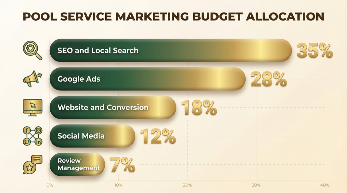 Pool service marketing budget allocation