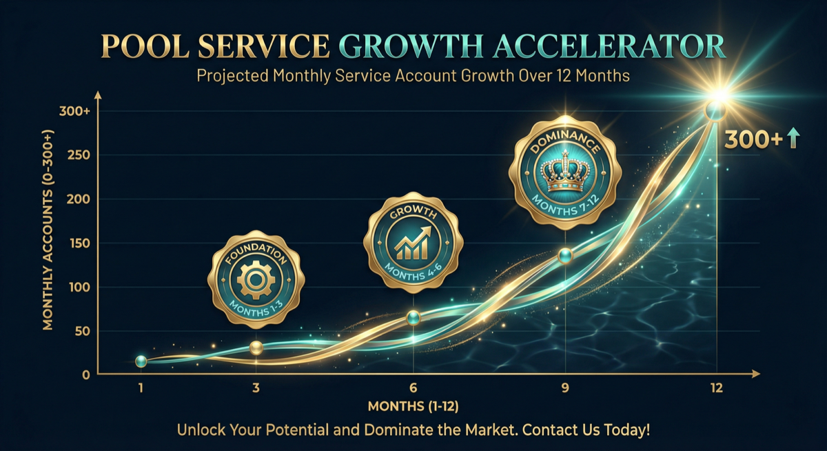 Pool service account growth chart over 12 months