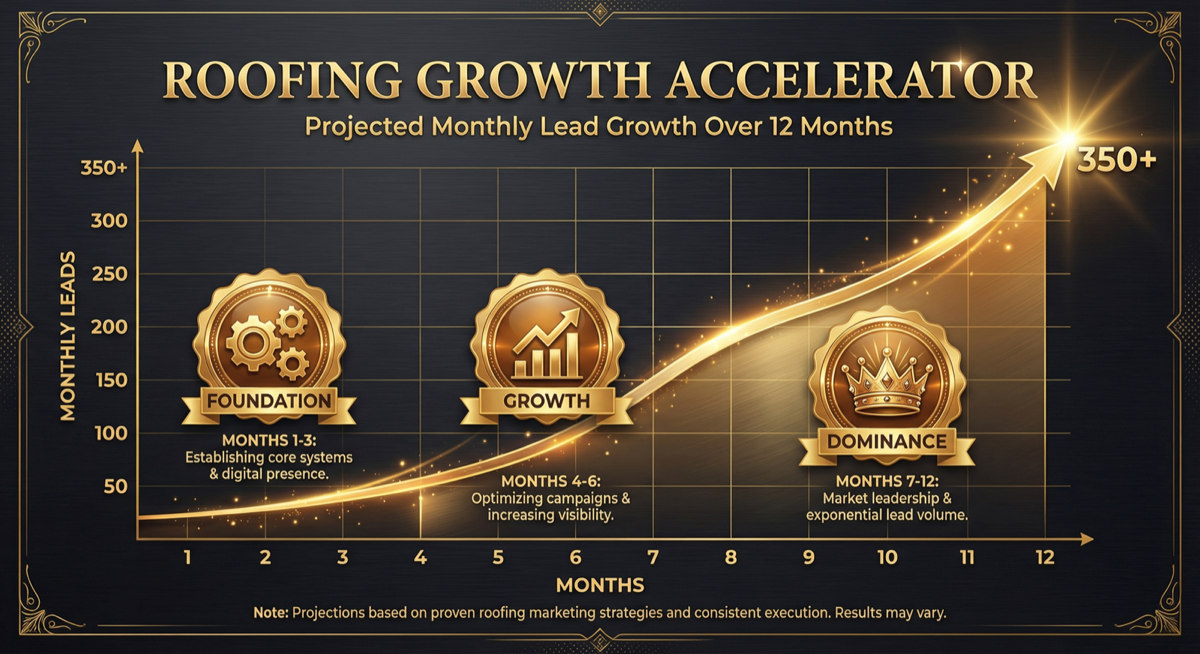 Roofing lead growth chart over 12 months
